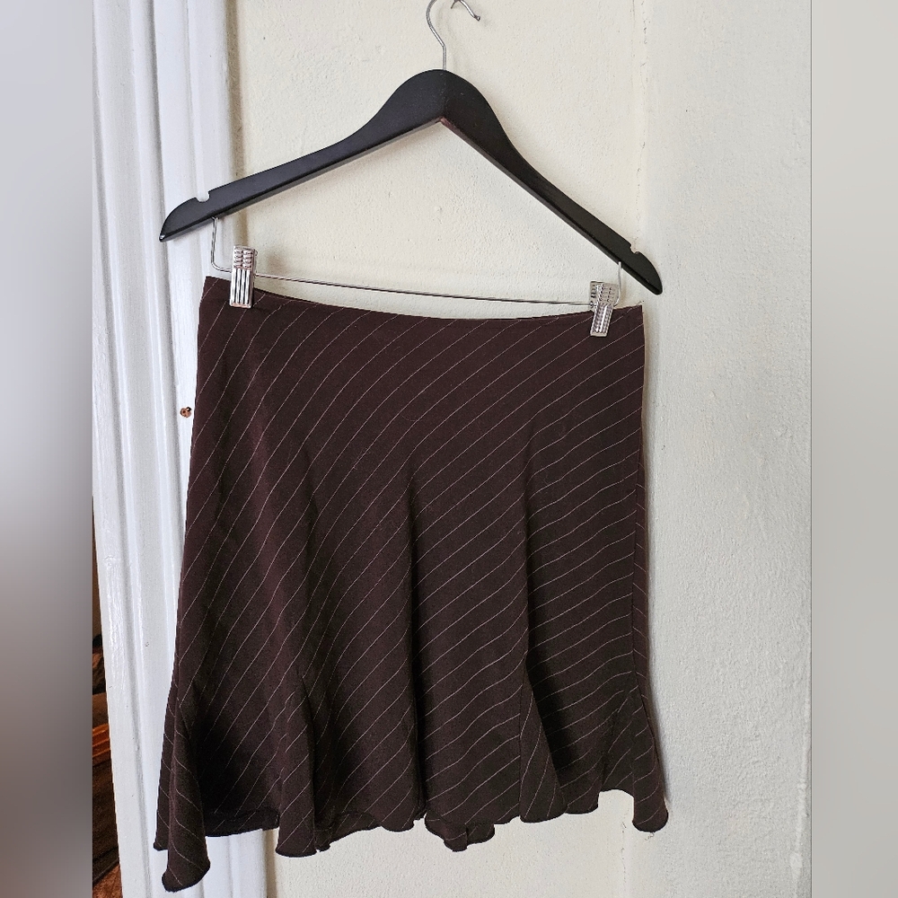 Elegant Brown Pinstripe Skirt